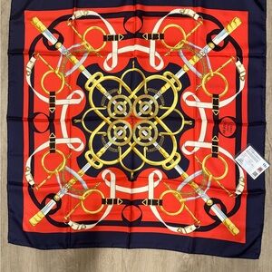 Hermes Red and Gold Scarf